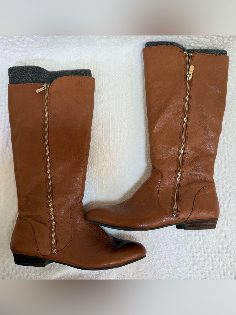 Gianni Bini Brown Leather Knee High Riding Boots Women’s Size 8.5